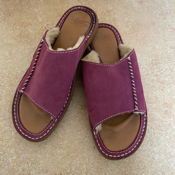 UGG Sandals Women's 9 Purple Plum Brown Lil Spinner Warm Fur Lined Cushion - Picture 6 of 8